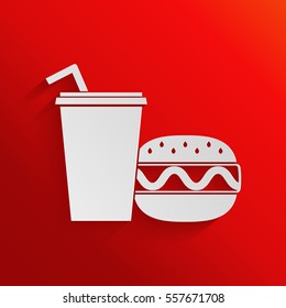 Hamburger or Cheeseburger, Paper cup with drinking straw icon