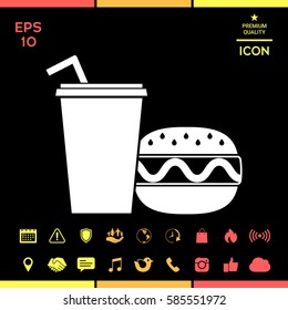 Hamburger or Cheeseburger, Paper cup with drinking straw icon
