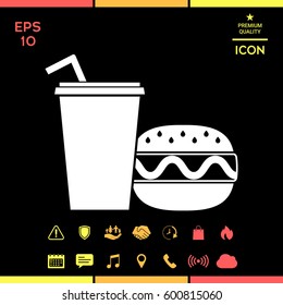 Hamburger or Cheeseburger, Paper cup with drinking straw icon