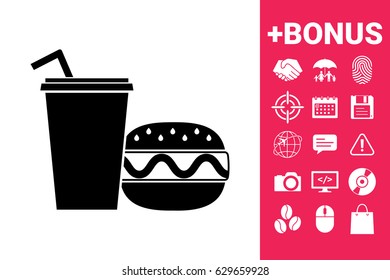 Hamburger or Cheeseburger, Paper cup with drinking straw icon