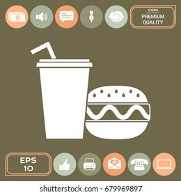 Hamburger or Cheeseburger, Paper cup with drinking straw icon