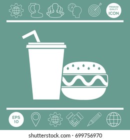Hamburger or Cheeseburger, Paper cup with drinking straw icon