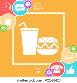 Hamburger or Cheeseburger, Paper cup with drinking straw icon
