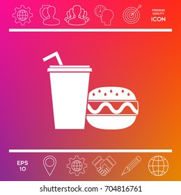 Hamburger or Cheeseburger, Paper cup with drinking straw icon