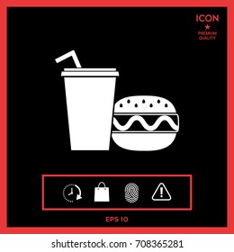 Hamburger or Cheeseburger, Paper cup with drinking straw icon