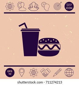 Hamburger or Cheeseburger, Paper cup with drinking straw icon