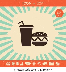 Hamburger or Cheeseburger, Paper cup with drinking straw icon