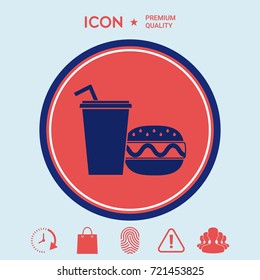 Hamburger or Cheeseburger, Paper cup with drinking straw icon