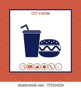 Hamburger or Cheeseburger, Paper cup with drinking straw icon
