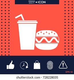 Hamburger or Cheeseburger, Paper cup with drinking straw icon
