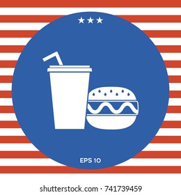 Hamburger or Cheeseburger, Paper cup with drinking straw icon