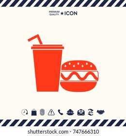 Hamburger or Cheeseburger, Paper cup with drinking straw icon