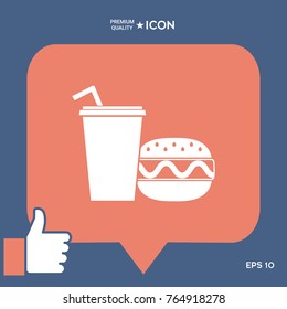 Hamburger or Cheeseburger, Paper cup with drinking straw icon