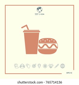 Hamburger or Cheeseburger, Paper cup with drinking straw icon