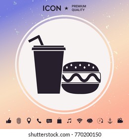 Hamburger or Cheeseburger, Paper cup with drinking straw icon
