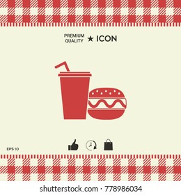 Hamburger or Cheeseburger, Paper cup with drinking straw icon