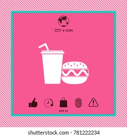 Hamburger or Cheeseburger, Paper cup with drinking straw icon