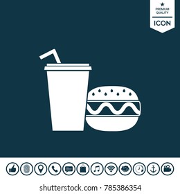 Hamburger or Cheeseburger, Paper cup with drinking straw icon
