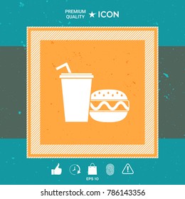 Hamburger or Cheeseburger, Paper cup with drinking straw icon