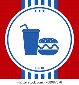 Hamburger or Cheeseburger, Paper cup with drinking straw icon