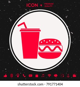 Hamburger or Cheeseburger, Paper cup with drinking straw icon