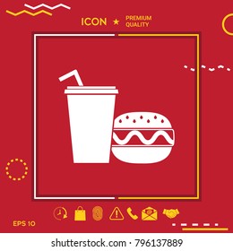 Hamburger or Cheeseburger, Paper cup with drinking straw icon