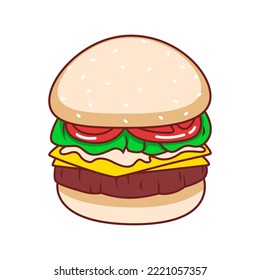 Hamburger Cheeseburger vector illustration. Burger vector Illustration. Food vector isolated
