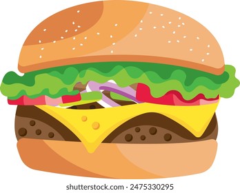 Hamburger of  chese  Art Illustration Graphic Design