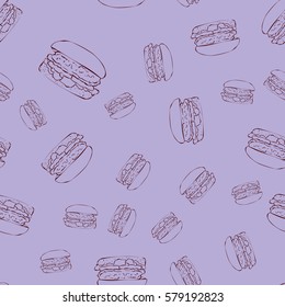 Hamburger, classic burger seamless pattern. Hand drawn.