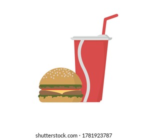 Ilustración vectorial de íconos de Hamburger y cola