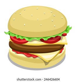 Hamburger color vector illustration