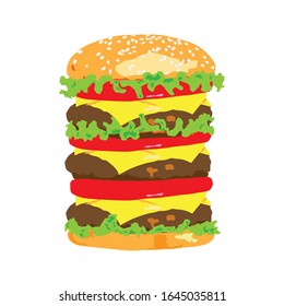 hamburger  color vector illustration  white background