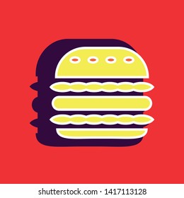 hamburger color vector silhouette icon isolated on red background