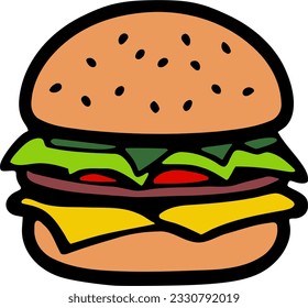 Hamburger colored isolated vector illustration