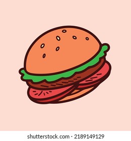 Hamburger farbige, moderne, saubere Ikone Vektorgrafik. Schnelles Zeichnen von Lebensmitteln mit sauberem Kunstriss.
