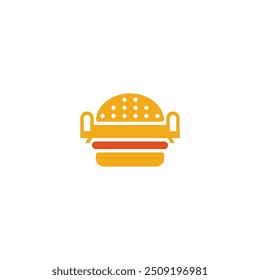 Hamburger combination with sofa logo design.
