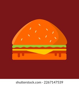 Una hamburguesa con un completo acondicionamiento. Aislado en color rojo oscuro.