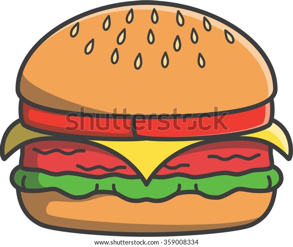 Hamburger Cute Doodle Illustration Design Stock Vector (Royalty Free ...