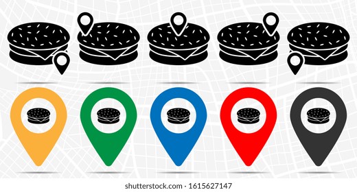 hamburger, cutlet icon in location set. Simple glyph, flat illustration element of Food theme icons