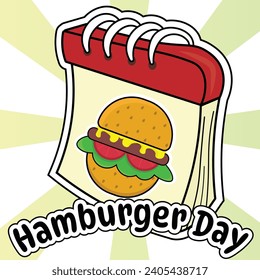 Hamburger Day, greeting card, vector image