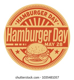 Hamburger Day, May 28, Rubber Stamp, Vector Illustration