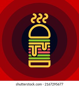 Hamburger Decoration Illustration With Melted Cheese in Wire Lamp Format. Ready-to-use Format Vector for Food Business
