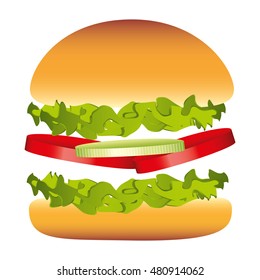 hamburger delicious fast food isolated vector illustration design