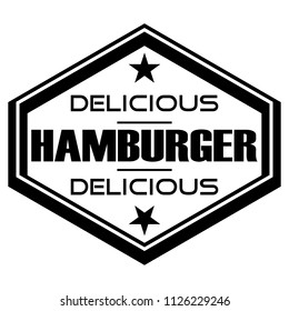 Hamburger Delicious Quality Served Here Fast Food Stamp Design Vector Art