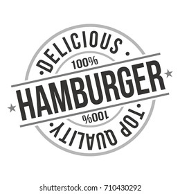 Hamburger Delicious Quality Take Away Fast Food Stamp Design Vector Art