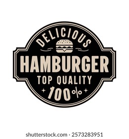 Hamburger Delicious top quality stamp logo