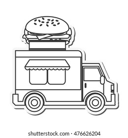 hamburger delivery fast food urban business icon. Flat and isolated design. Vector illustration