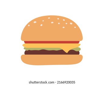 Hamburger Lieferservice. Lieferung schneller Lebensmittel, Mittagsmenü, Vektorgrafik