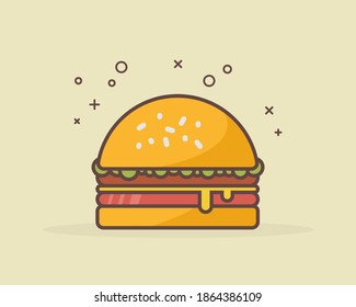 Hamburger design element. Fast food flat