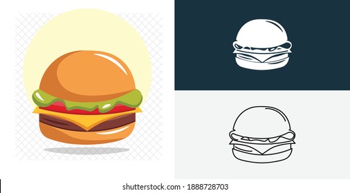 diseño de hamburguesa icono vector aislado. elemento de diseño de alimentos sólidos